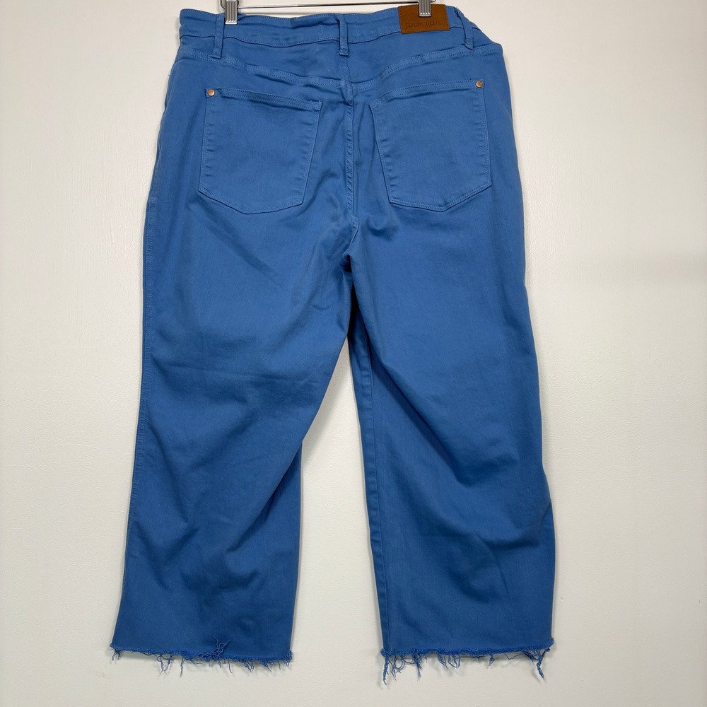 Judy Blue Women Jeans 18W Blue Garment Dyed Raw Hem Wide Leg Crop JB88843 C - Picture 4 of 16